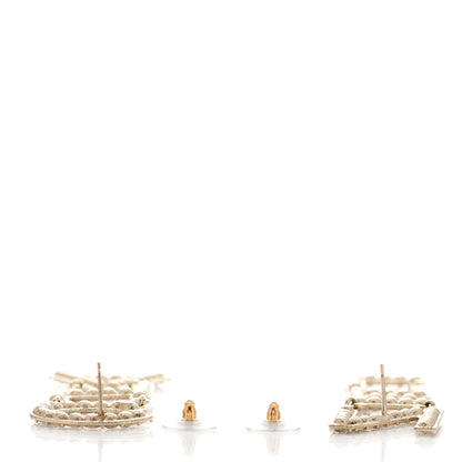 Chanel Crystal Cha-Nel Logo Drop Earrings Gold 3 of 4