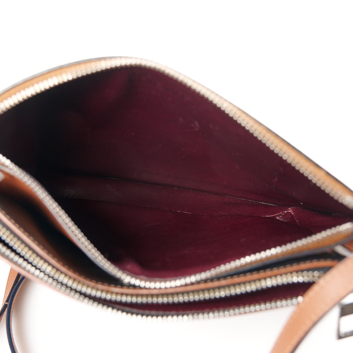 Calfskin Gate Double Zip Pouch Crossbody Black Tan