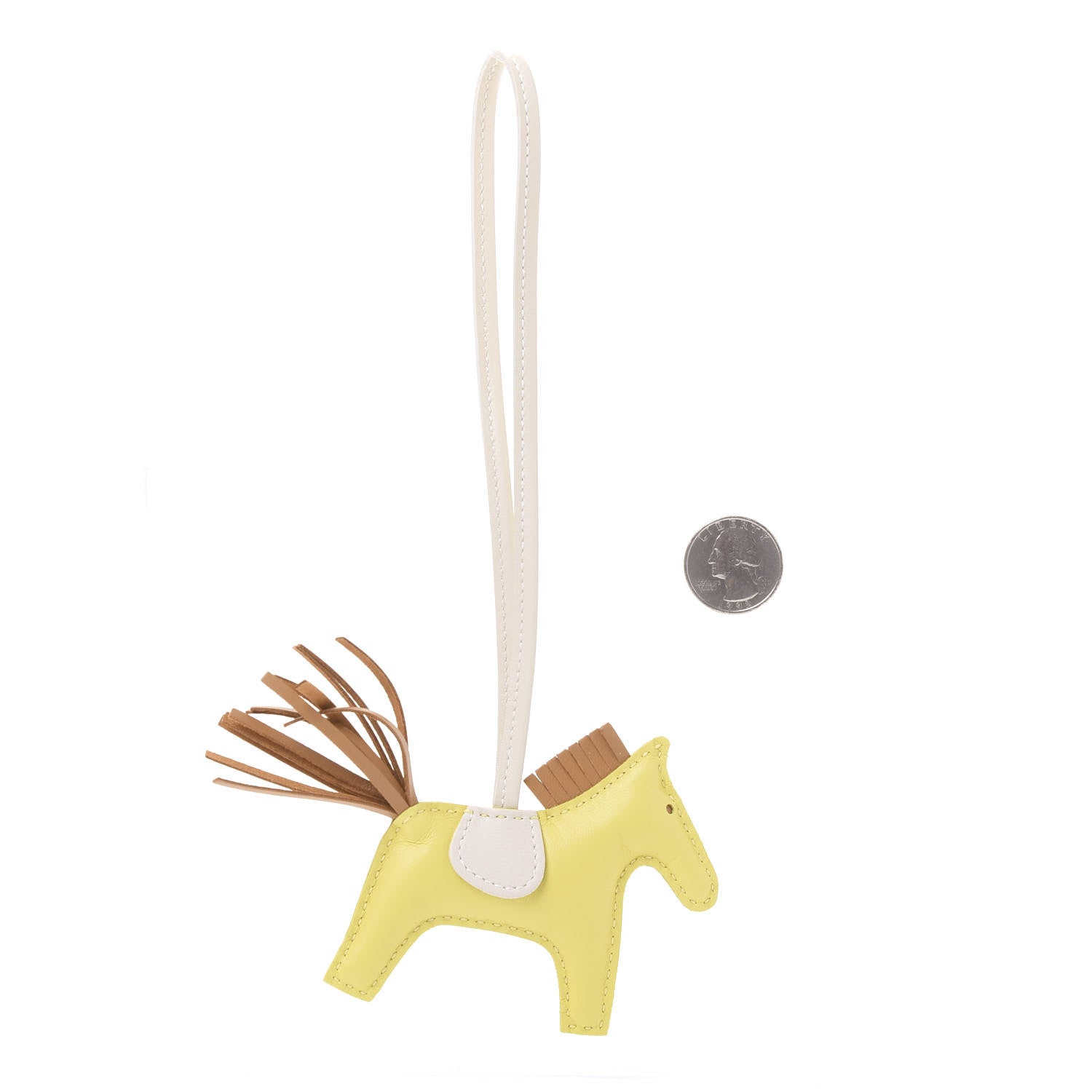 Hermes Milo Lambskin Grigri Rodeo Horse Bag Charm PM Lime Sesame Craie 2 of 4