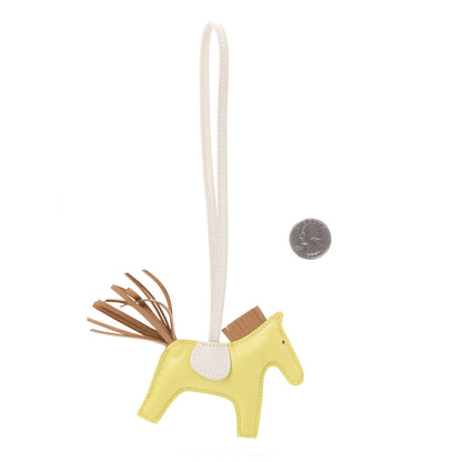 Hermes Milo Lambskin Grigri Rodeo Horse Bag Charm PM Lime Sesame Craie 2 of 4