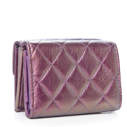 Chanel Iridescent Lambskin Small Quilted Flap Wallet Purple 3 of 11