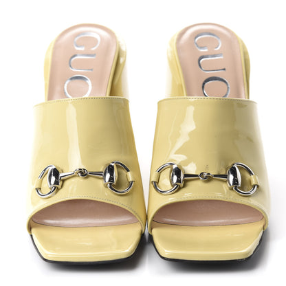 Gucci Patent Lexi Horsebit High-Heel Slide Sandals 37 Burro 2 of 11