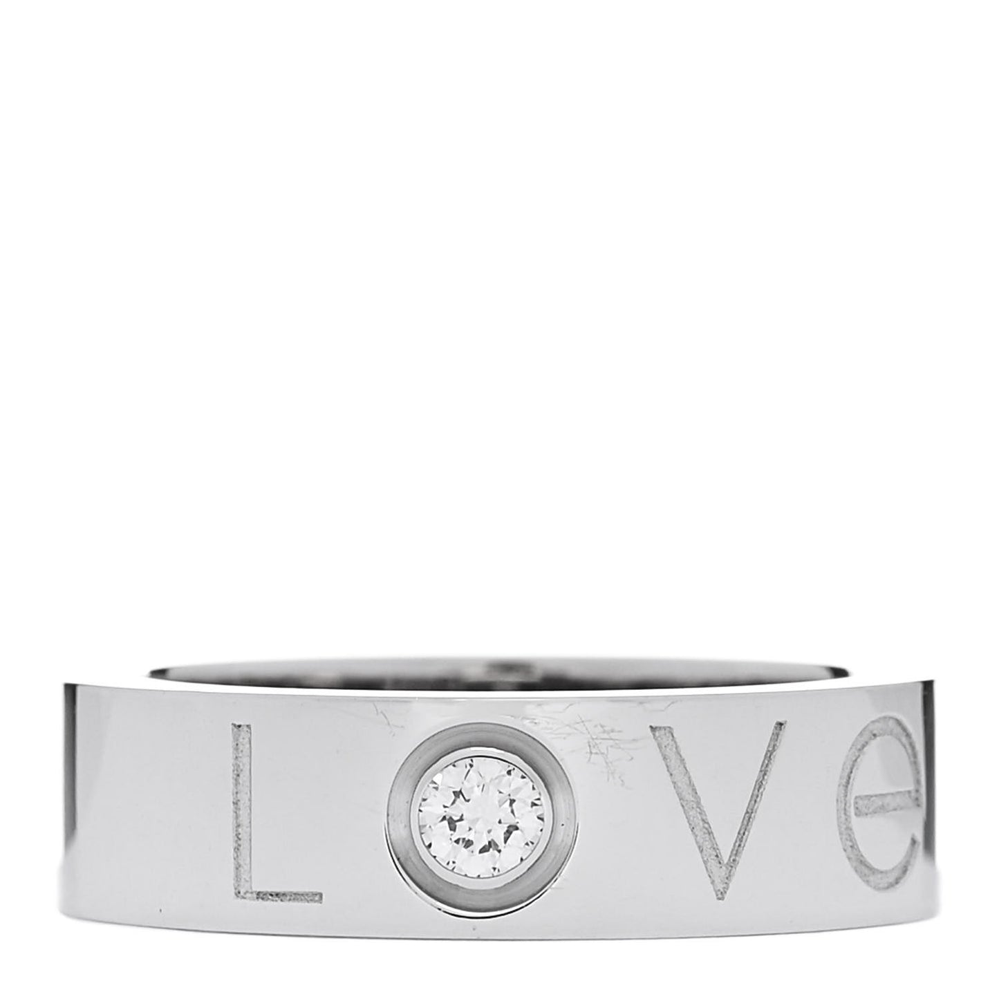18K White Gold Diamond 5.5mm Christmas LOVE Ring 51 5.75