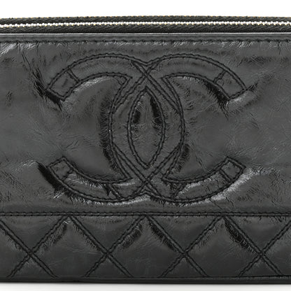 Chanel Glazed Aged Calfskin Quilted CC Small Clutch With Chain Black 11 of 14