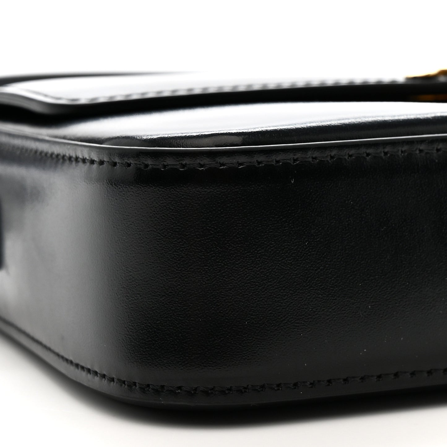 Shiny Calfskin Triomphe Shoulder Bag Black