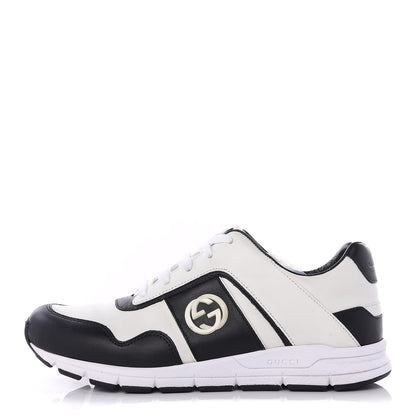 Gucci Calfskin Womens Interlocking G Sneakers 37.5 Black White 1 of 14