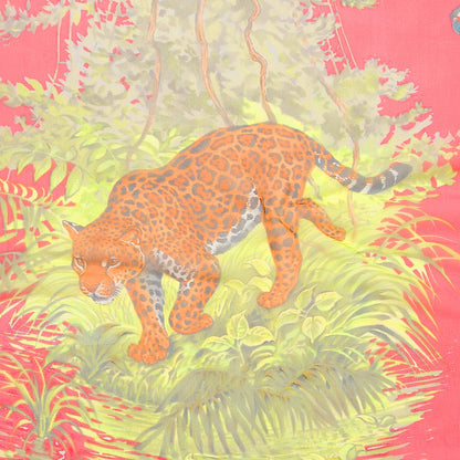 Hermes Silk Mousseline Equateur Shawl 140 Framboise Tilleul Bleu Canard 3 of 5