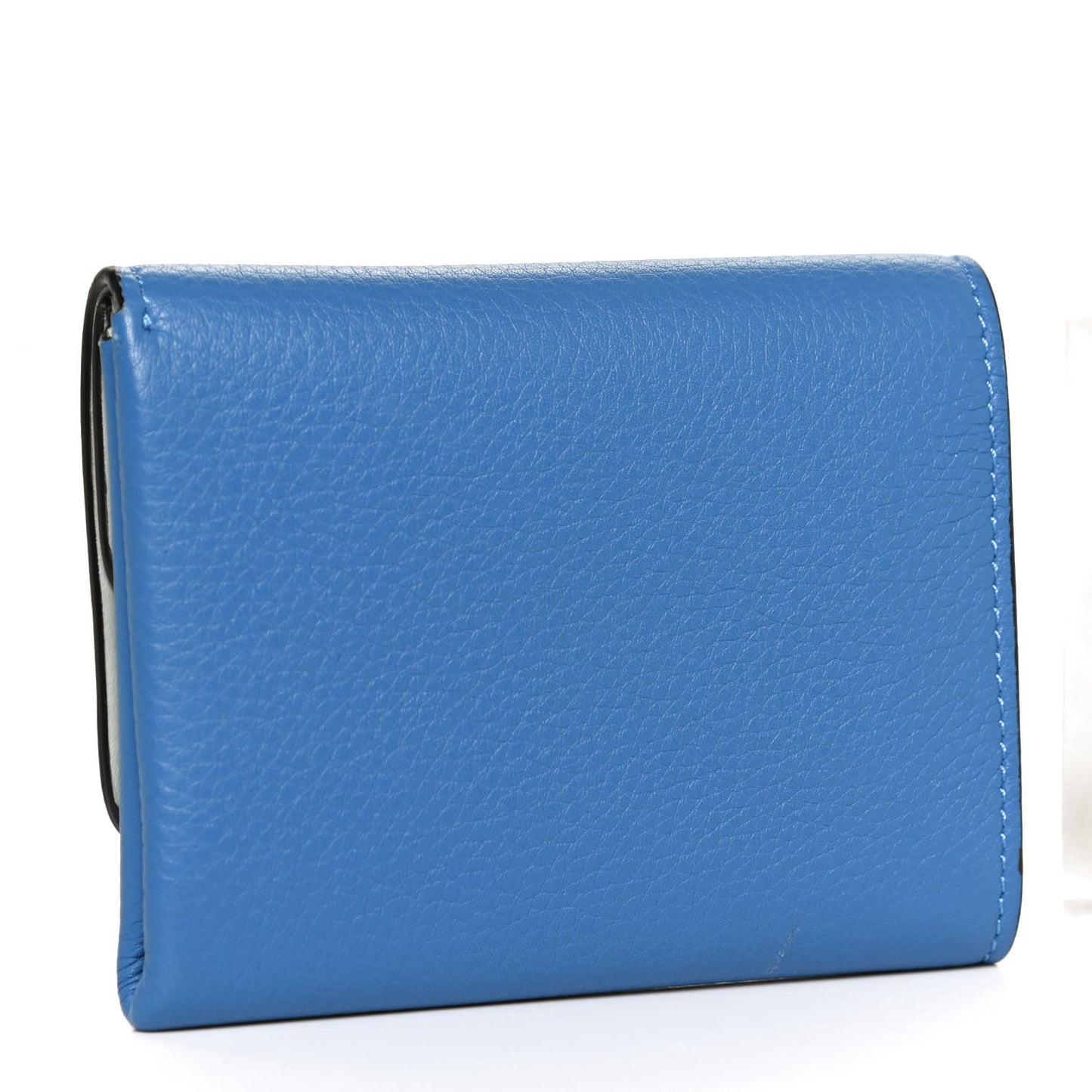 Grained Calfskin Tri-Fold Compact Wallet Blue