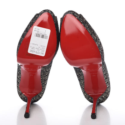 Christian Louboutin Glitter Palace SP Oxyde Fetish Peep 130 Pumps 39 Platine Silver 5 of 8
