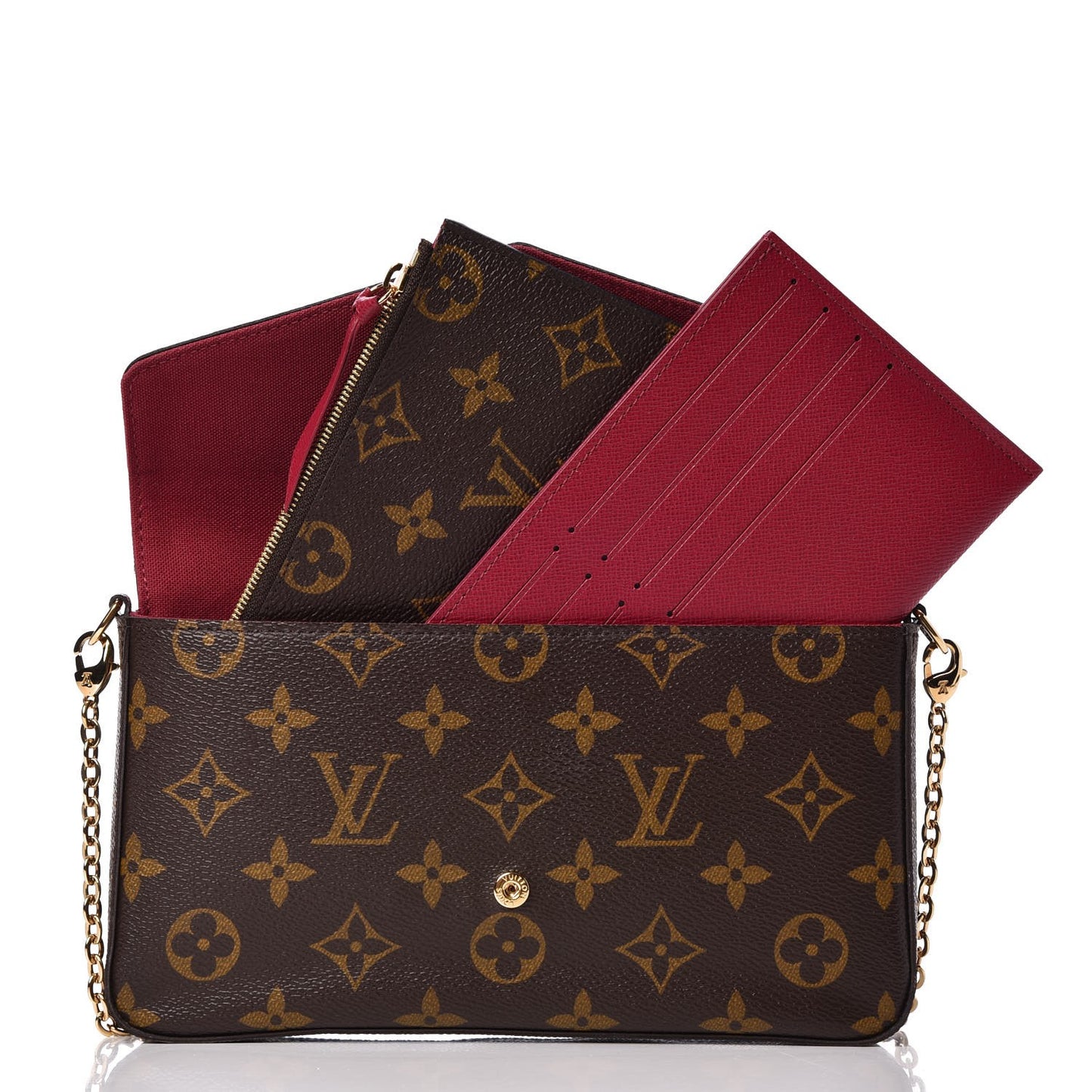 Monogram Pochette Felicie Chain Wallet Fuchsia