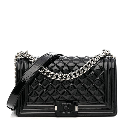 Chanel Patent Calfskin Quilted Medium Plexiglass Boy Flap Black 1 of 11