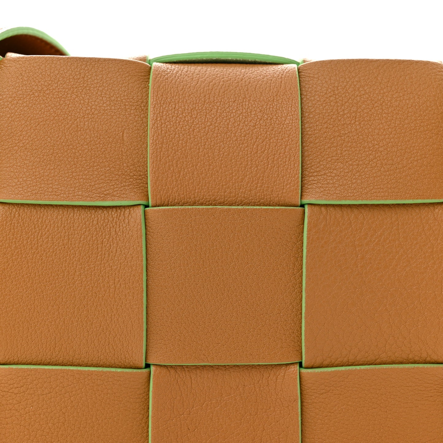 Grained Calfskin Maxi Intrecciato Cassette Crossbody Bag Caramel Pistachio