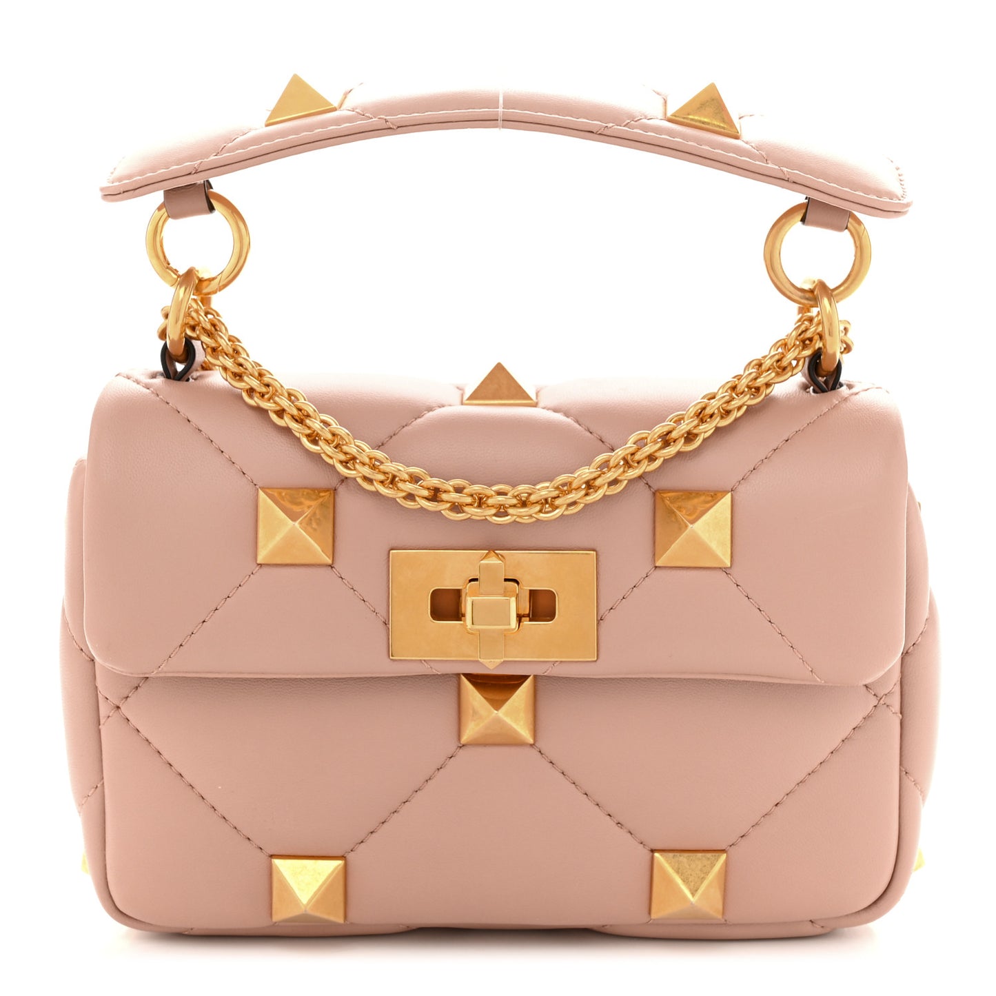 Nappa Small Roman Stud Shoulder Bag Rose Cannelle