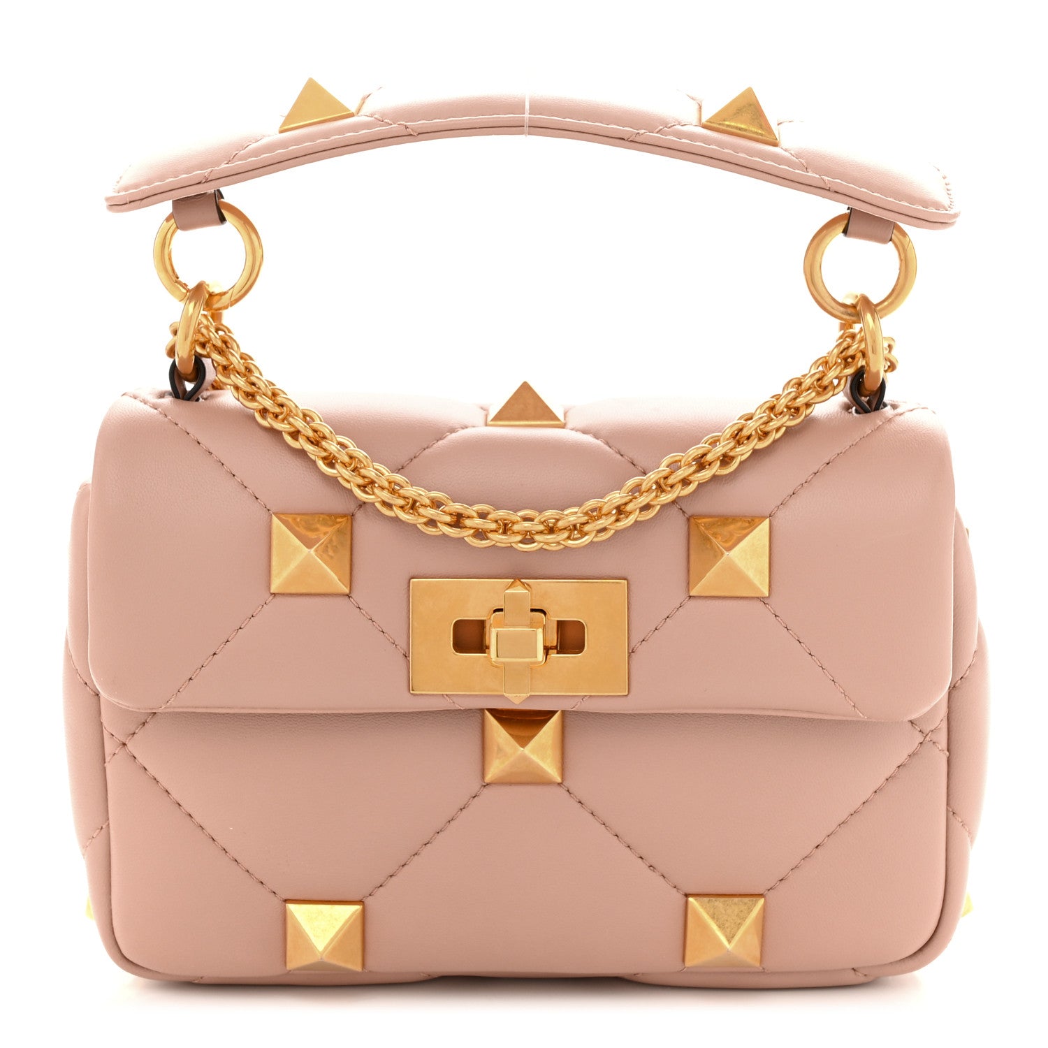 Valentino Garavani Nappa Small Roman Stud Shoulder Bag Rose Cannelle 1 of 9