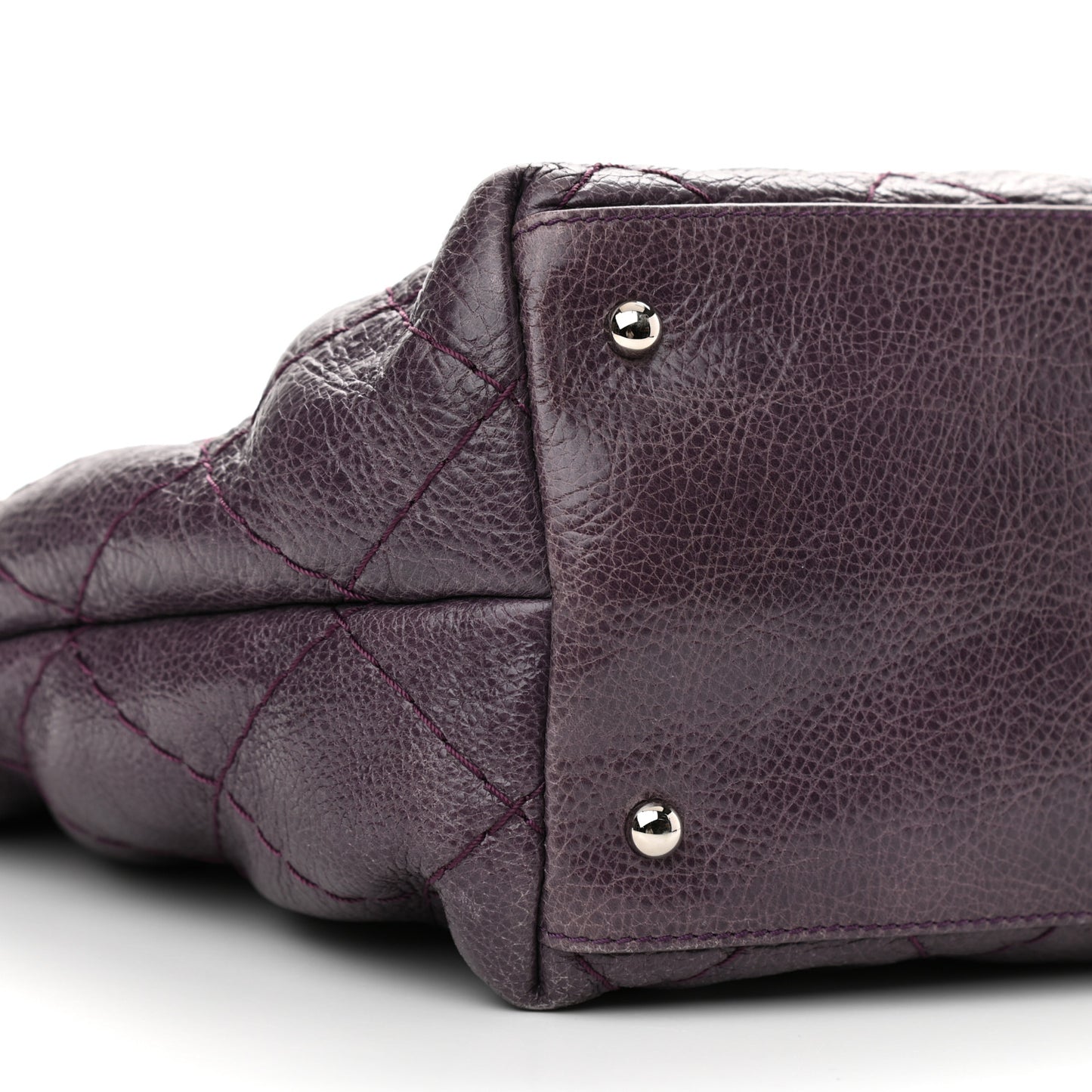 Glazed Calfskin Large On The Road Tote Purple