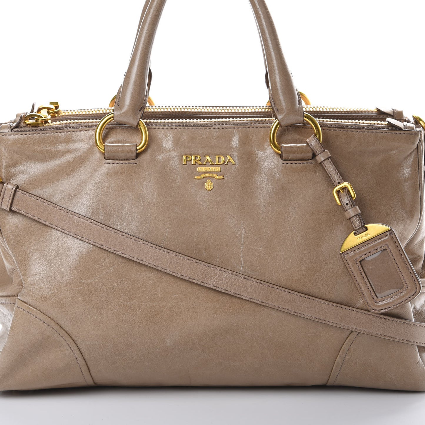 Vitello Shine Shopping Satchel Argilla