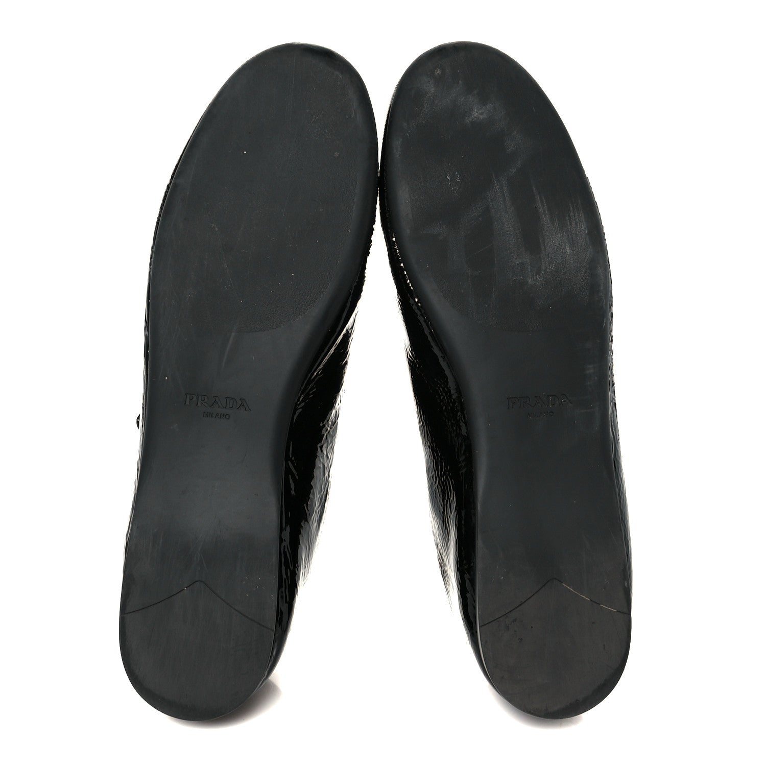 Prada Patent Calfskin Triangle Ballerina Flats 40 Black 6 of 10