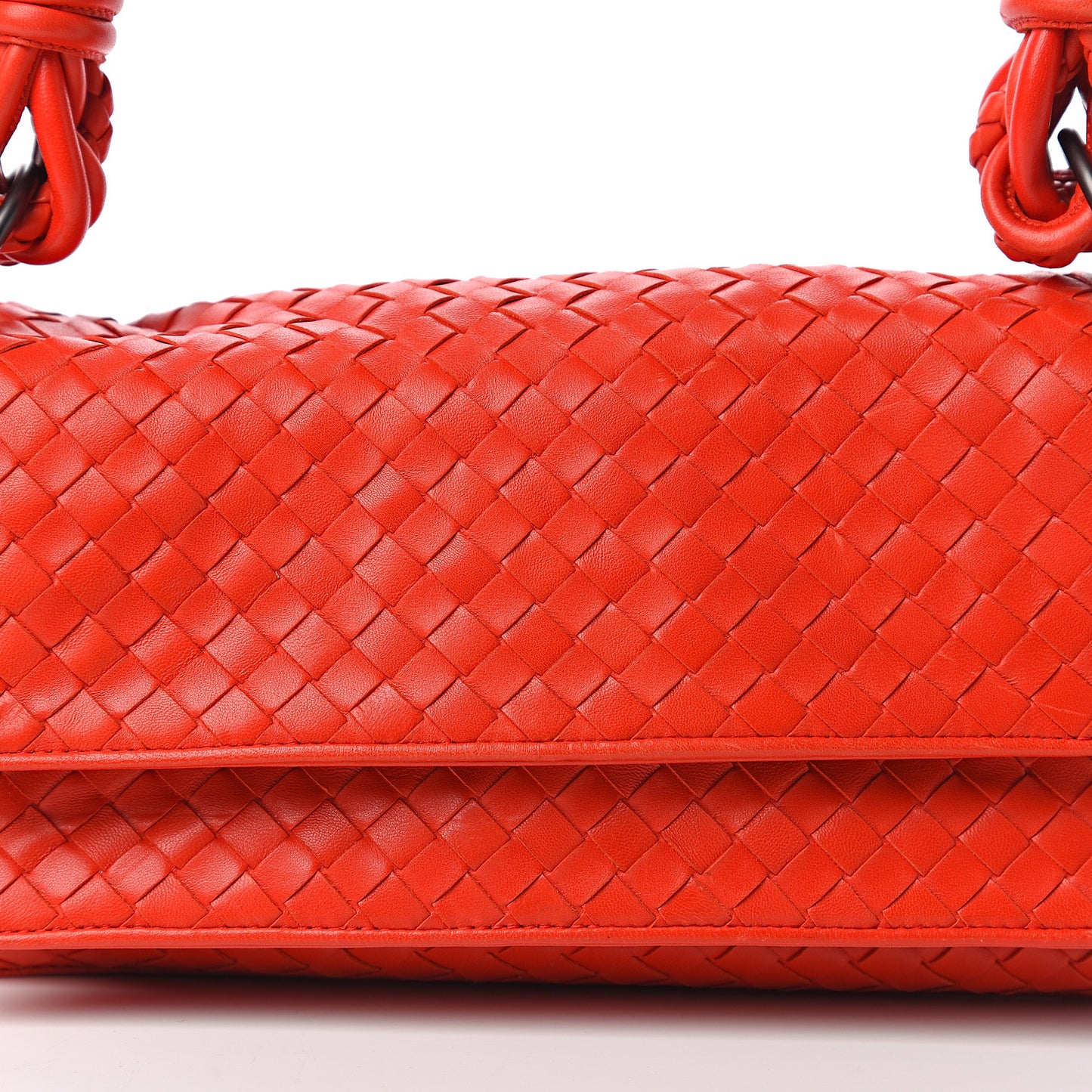 Nappa Intrecciato Braided Flap Shoulder Bag Cardinal