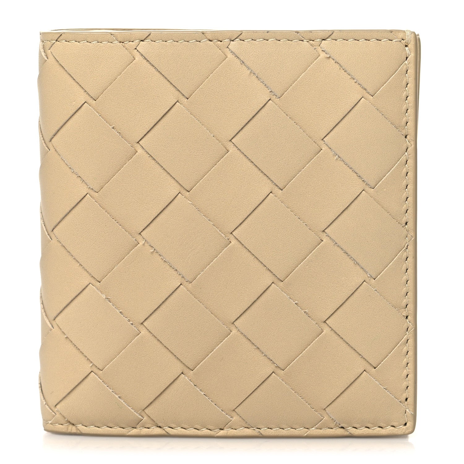 Bottega Veneta Nappa Maxi Intrecciato Bi-Fold Wallet Beige 1 of 7