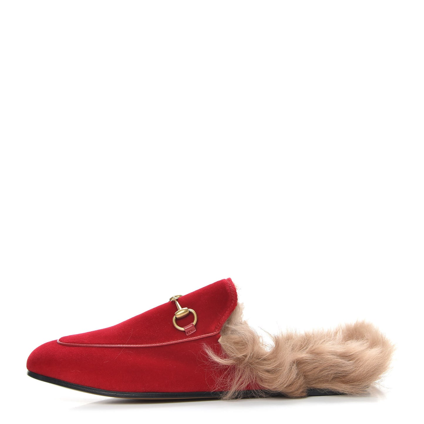 Velvet Fur Womens Princetown Slippers 39 Hibiscus Red