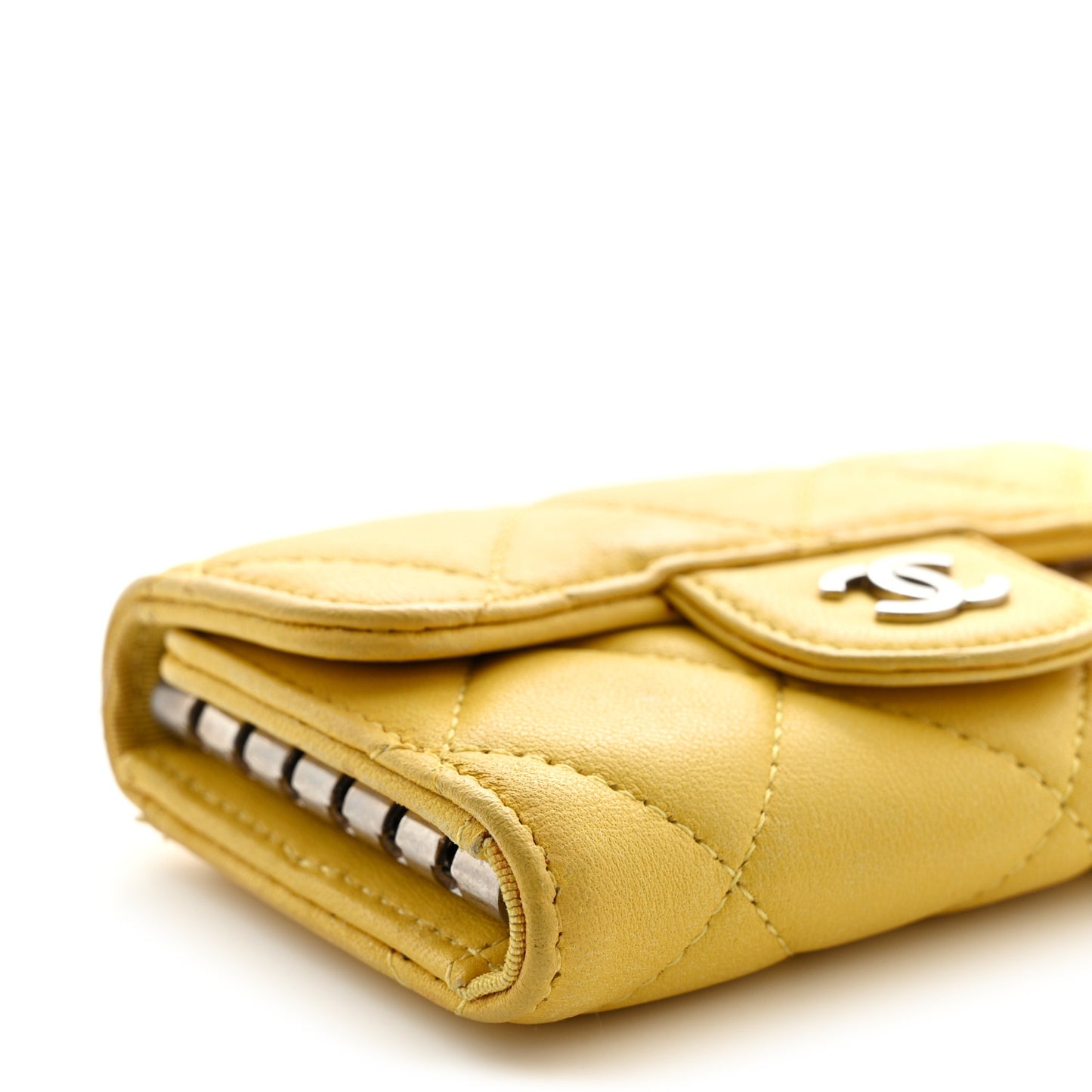 Lambskin Quilted 6 Key Holder Yellow