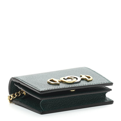 Gucci Grainy Calfskin Zumi Chain Card Case Wallet Vintage Green 4 of 6