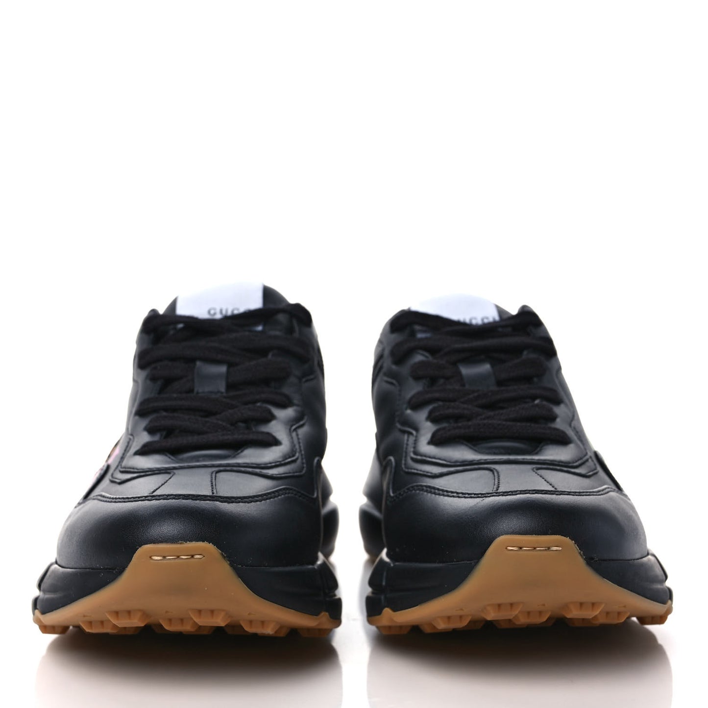 Calfskin Iridescent Logo Womens Rhyton Sneakers 37 Black