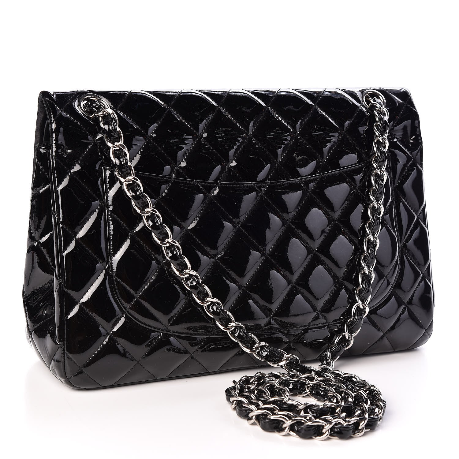 Chanel Patent Quilted Jumbo Double Flap Black 2 of 10