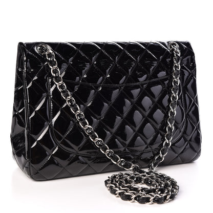 Chanel Patent Quilted Jumbo Double Flap Black 2 of 10