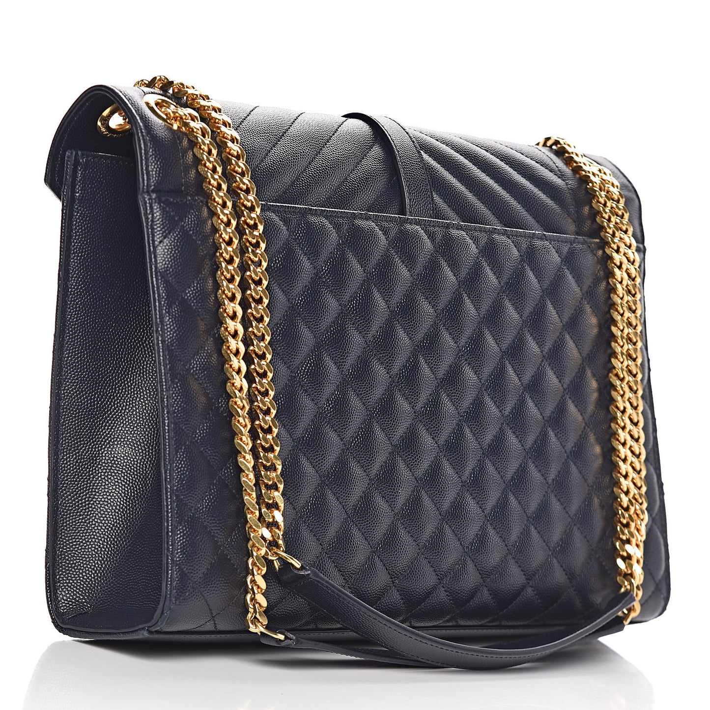 Grain De Poudre Mixed Matelasse Large Triquilt Monogram Satchel Deep Marine