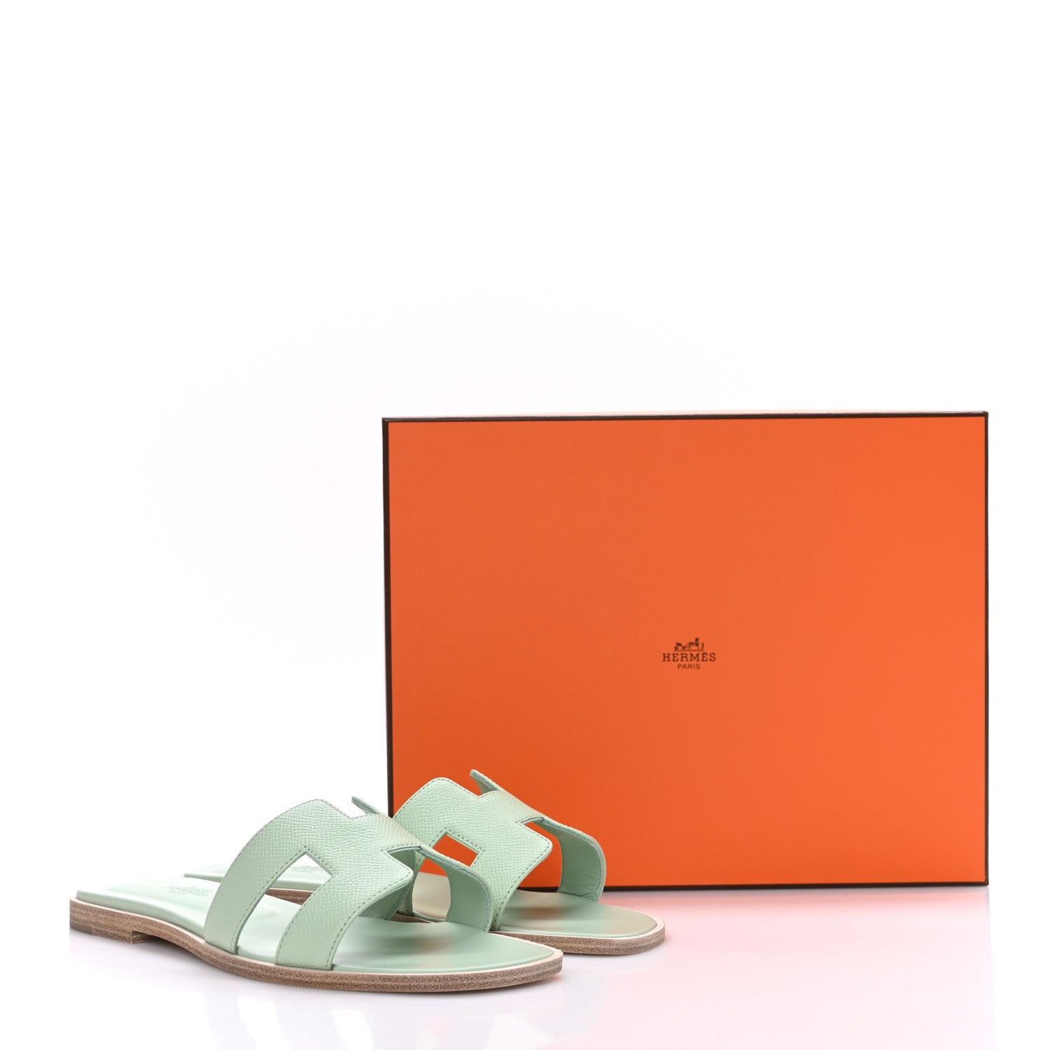 Hermes Epsom Oran Sandals 38 Vert Jade 9 of 9