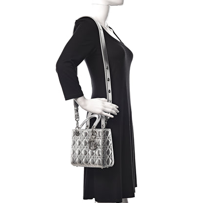 Christian Dior Metallic Grained Calfskin Cannage Small Lucky Badges My Lady Dior Silver 2 of 12