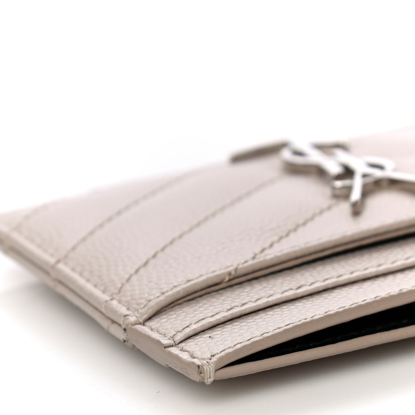 Grain De Poudre Matelasse Chevron Monogram Credit Card Case Nude Powder