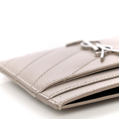 Saint Laurent Grain De Poudre Matelasse Chevron Monogram Credit Card Case Nude Powder 11 of 12