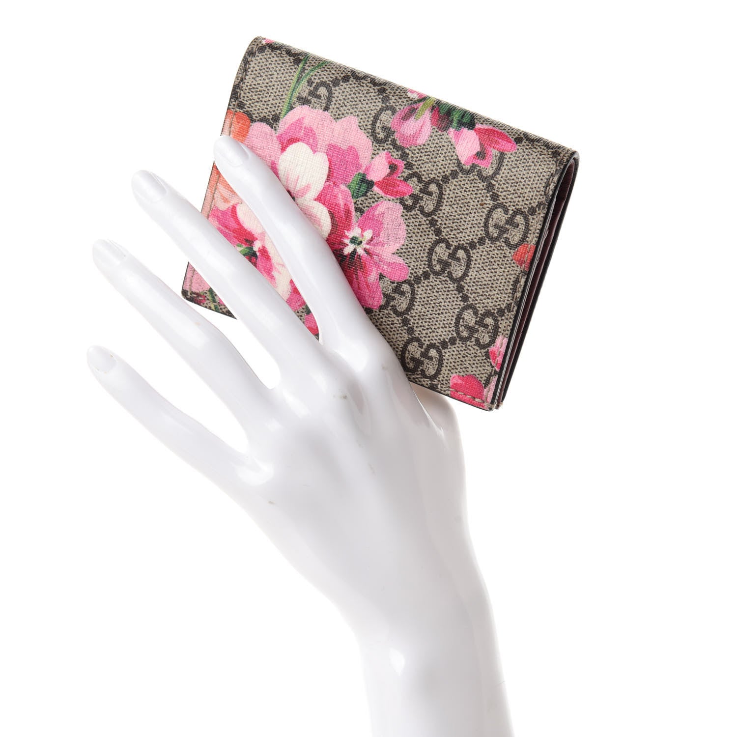 Gucci GG Supreme Monogram Blooms Card Case Beige Multicolor Dry Rose 2 of 8