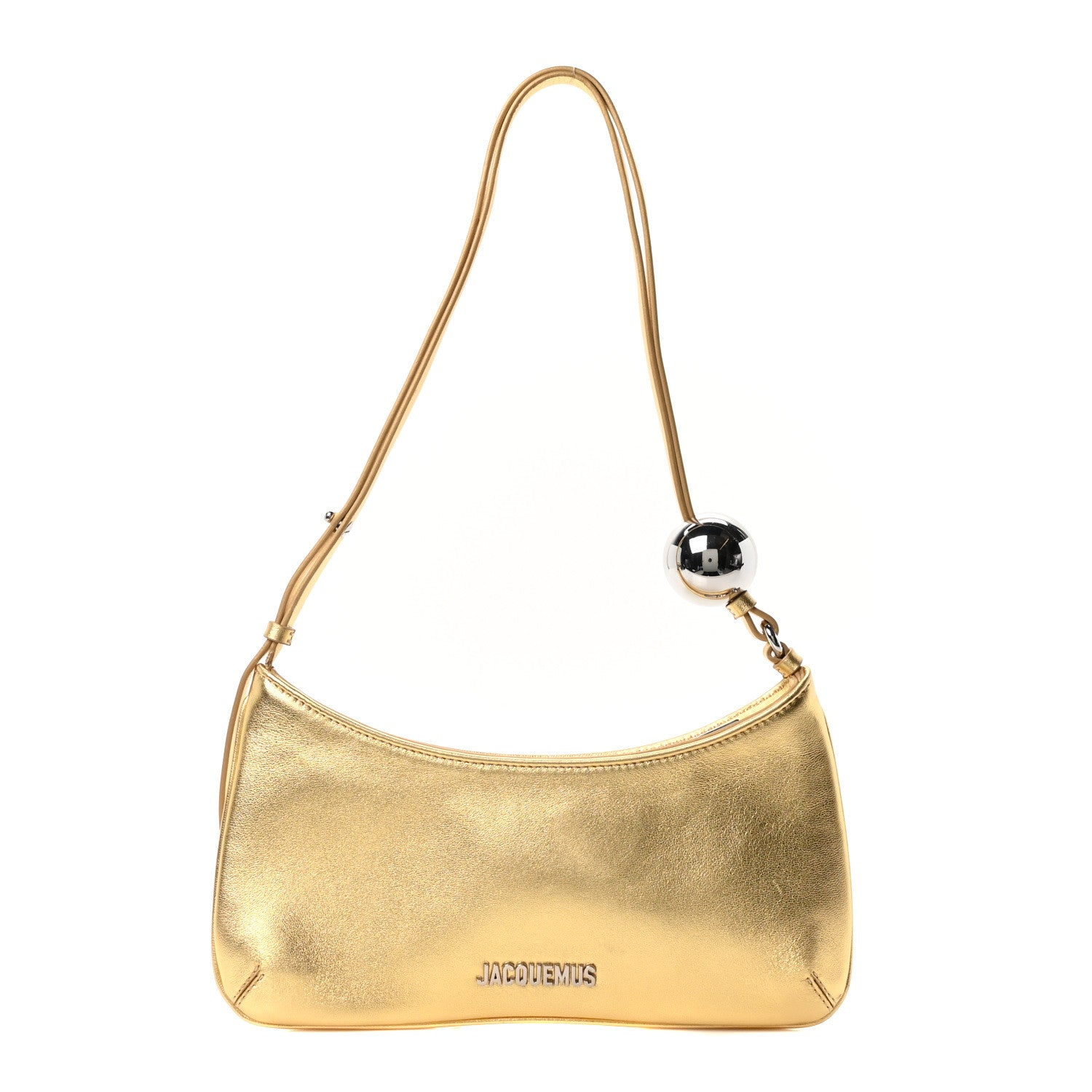 Jacquemus Metallic Smooth Calfskin Le Bisou Perle Gold 1 of 17