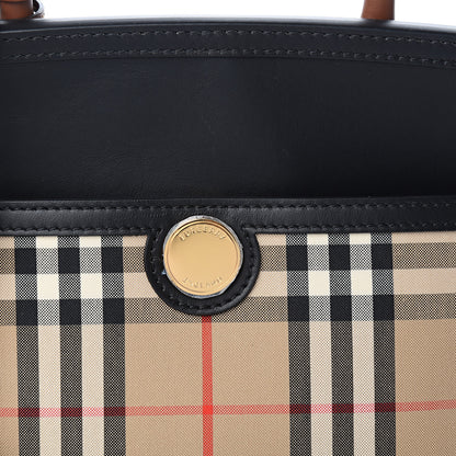 Burberry Calfskin Vintage Check Small Society Top Handle Bag Archive Beige Black 9 of 9