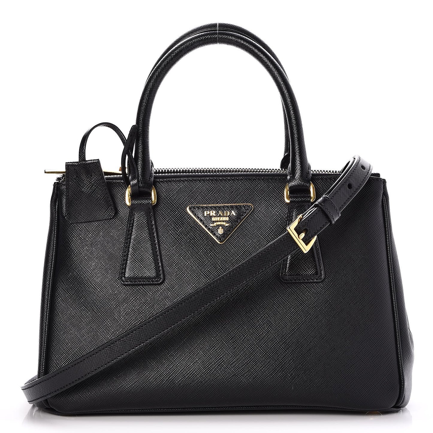 Saffiano Lux Mini Double Zip Tote Nero Black