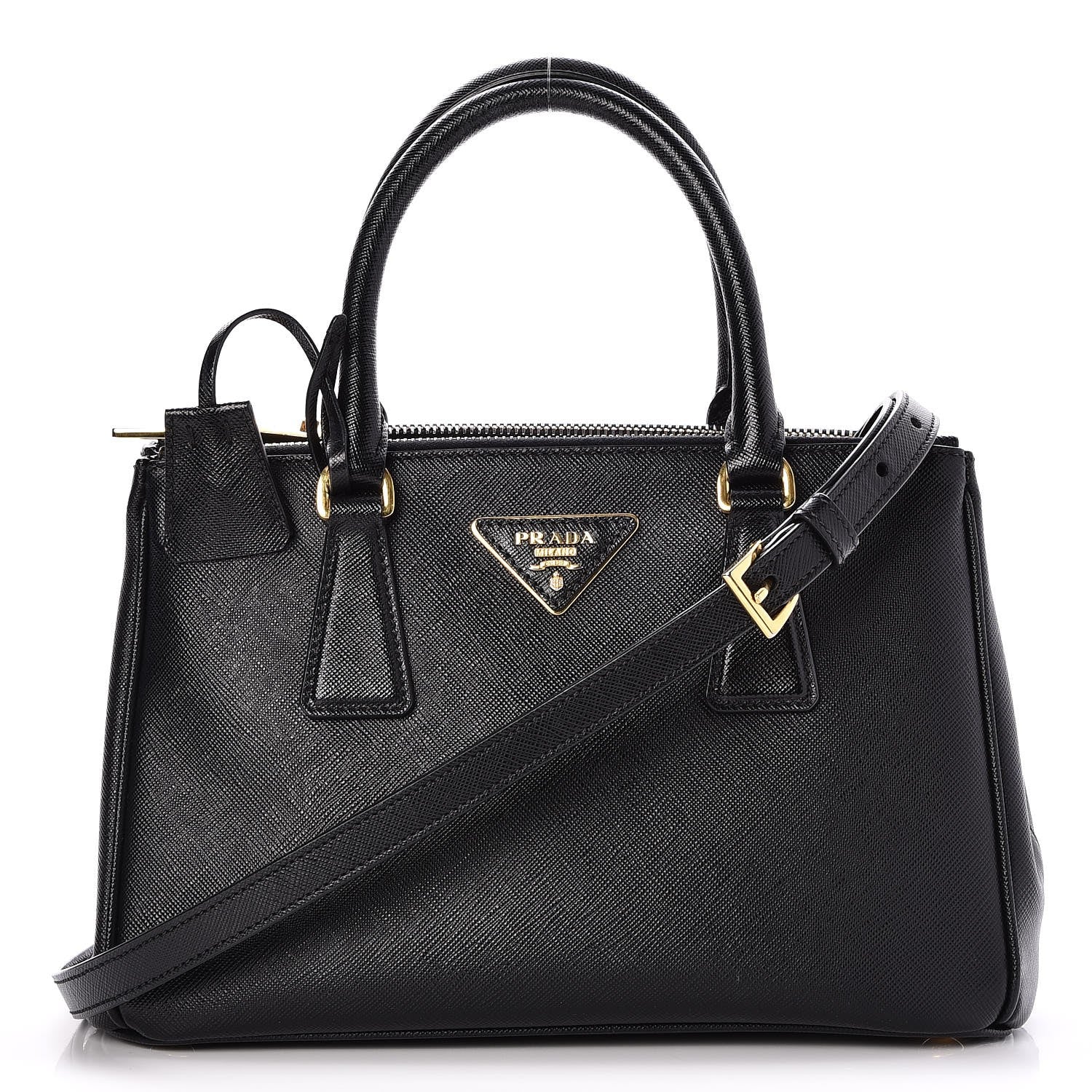 Prada Saffiano Lux Mini Double Zip Tote Nero Black 1 of 9