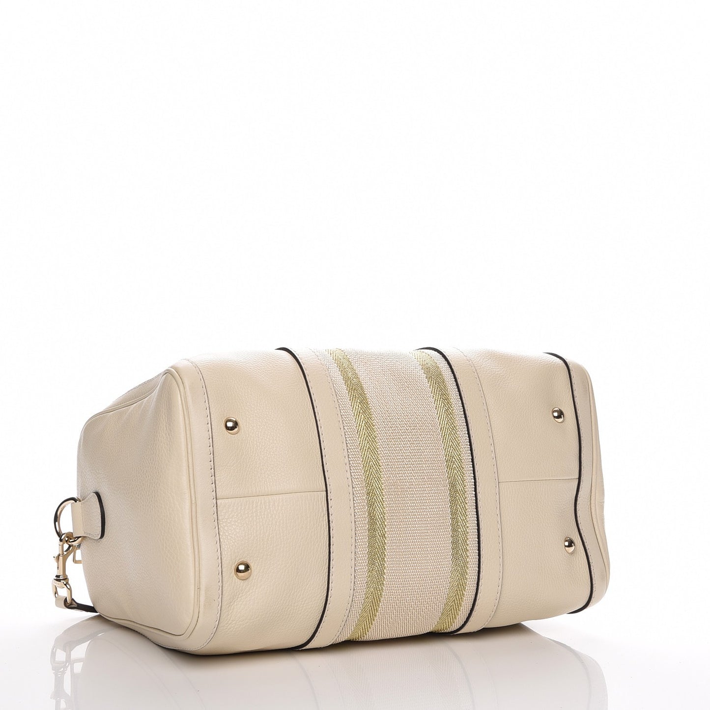 Calfskin Vintage Web Medium Boston Mystic White