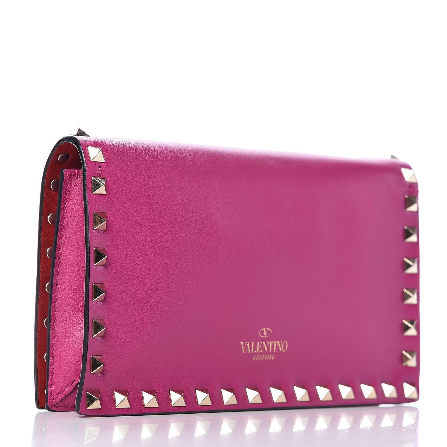 Valentino Garavani Nappa Small Rockstud Wristlet Clutch Fuxia 3 of 9