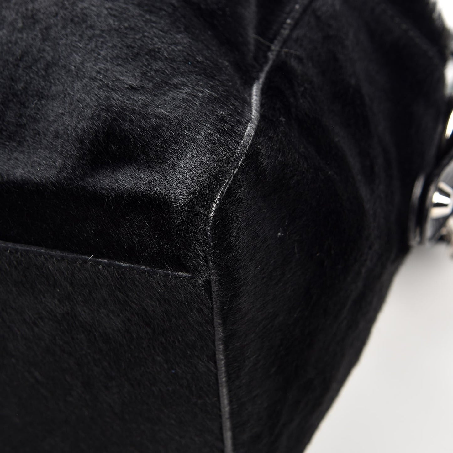 Chevre Pony Hair Classic Hardware Box Bag Black