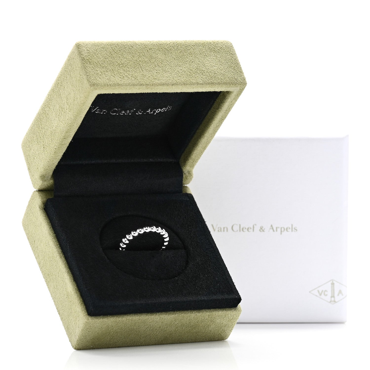 Van Cleef & Arpels 18K White Gold Medium Perlee Ring 49 4.75 5 of 5