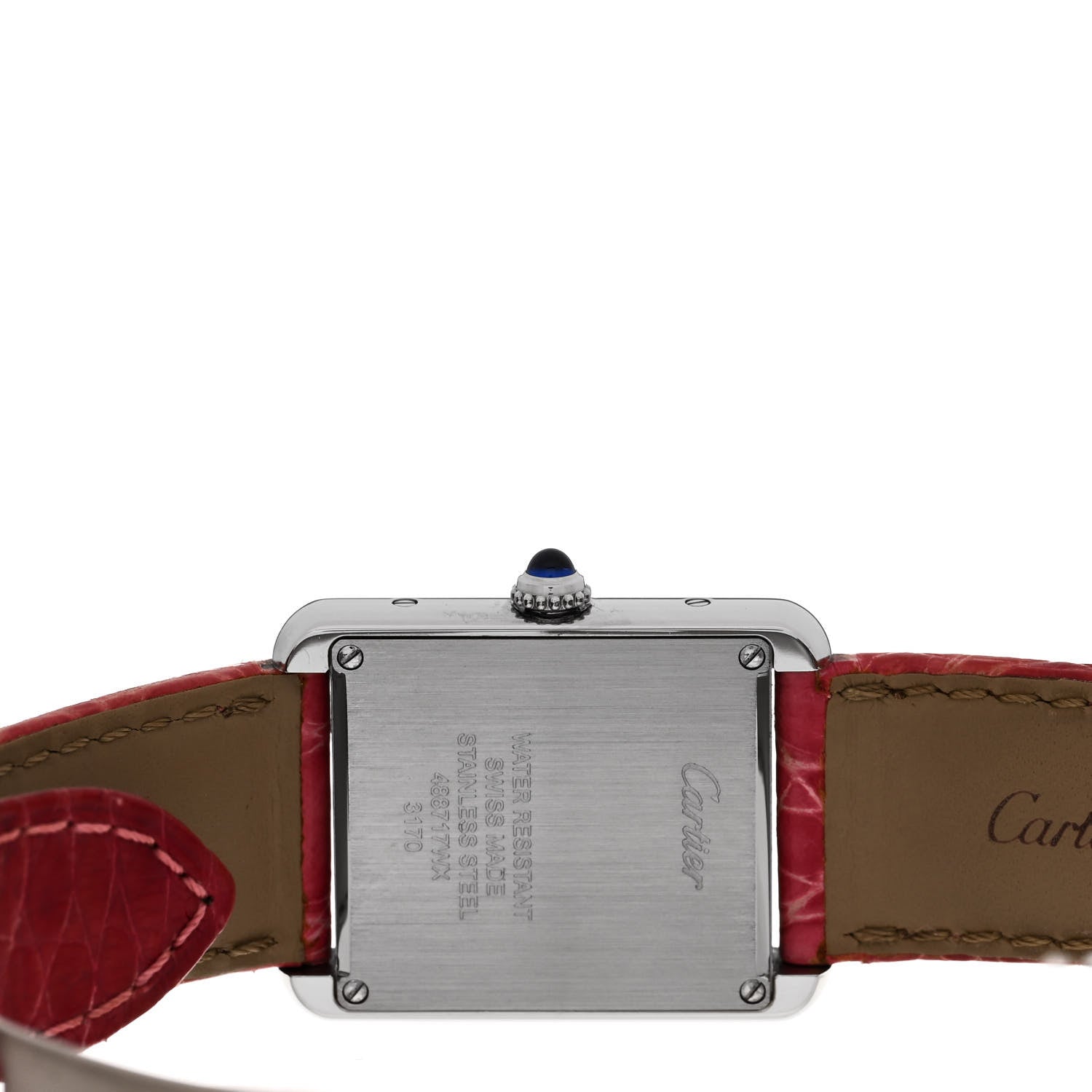 Cartier Stainless Steel Alligator 24mm Tank Solo Quartz Watch Pink 4 of 4