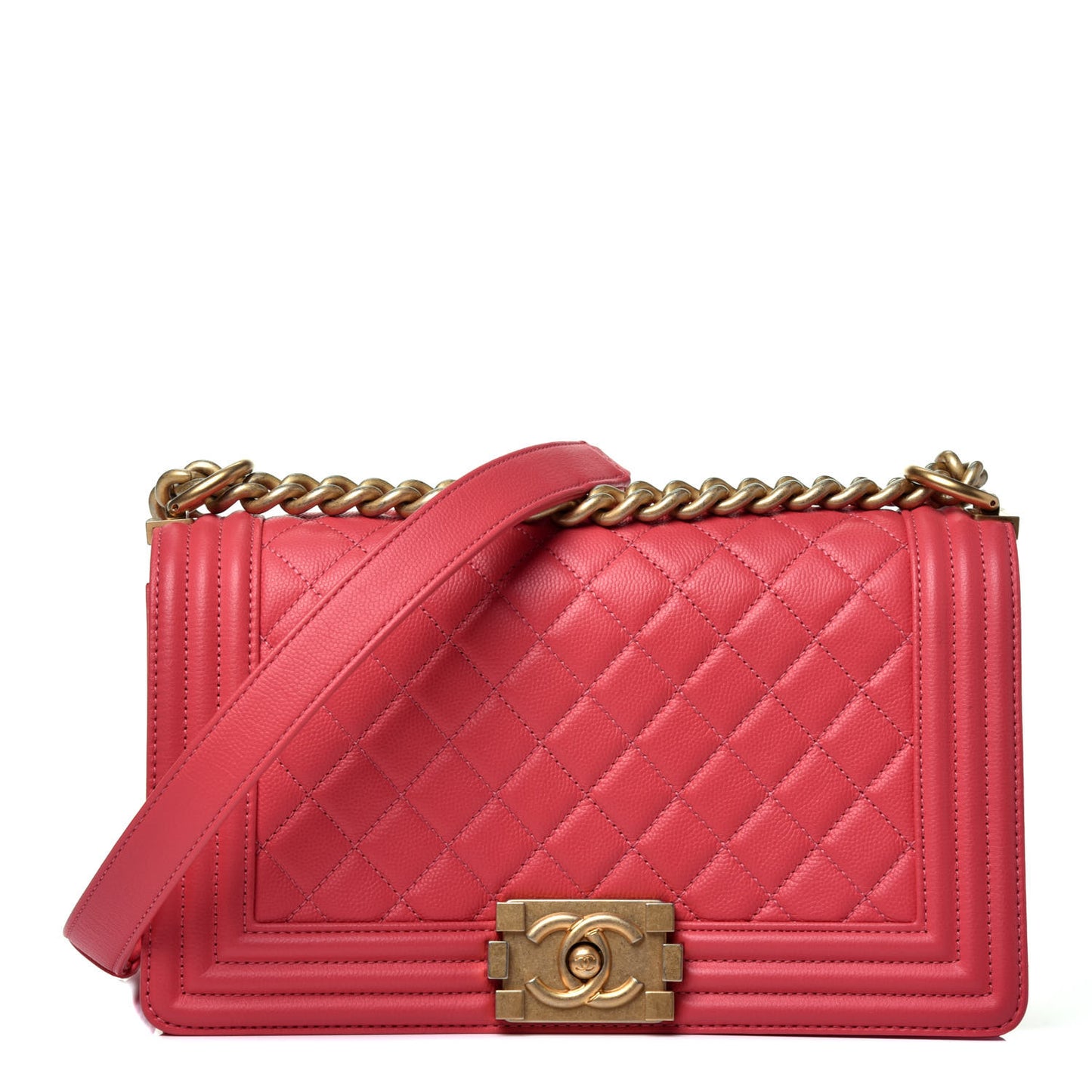 Caviar Quilted Medium Boy Flap Pink