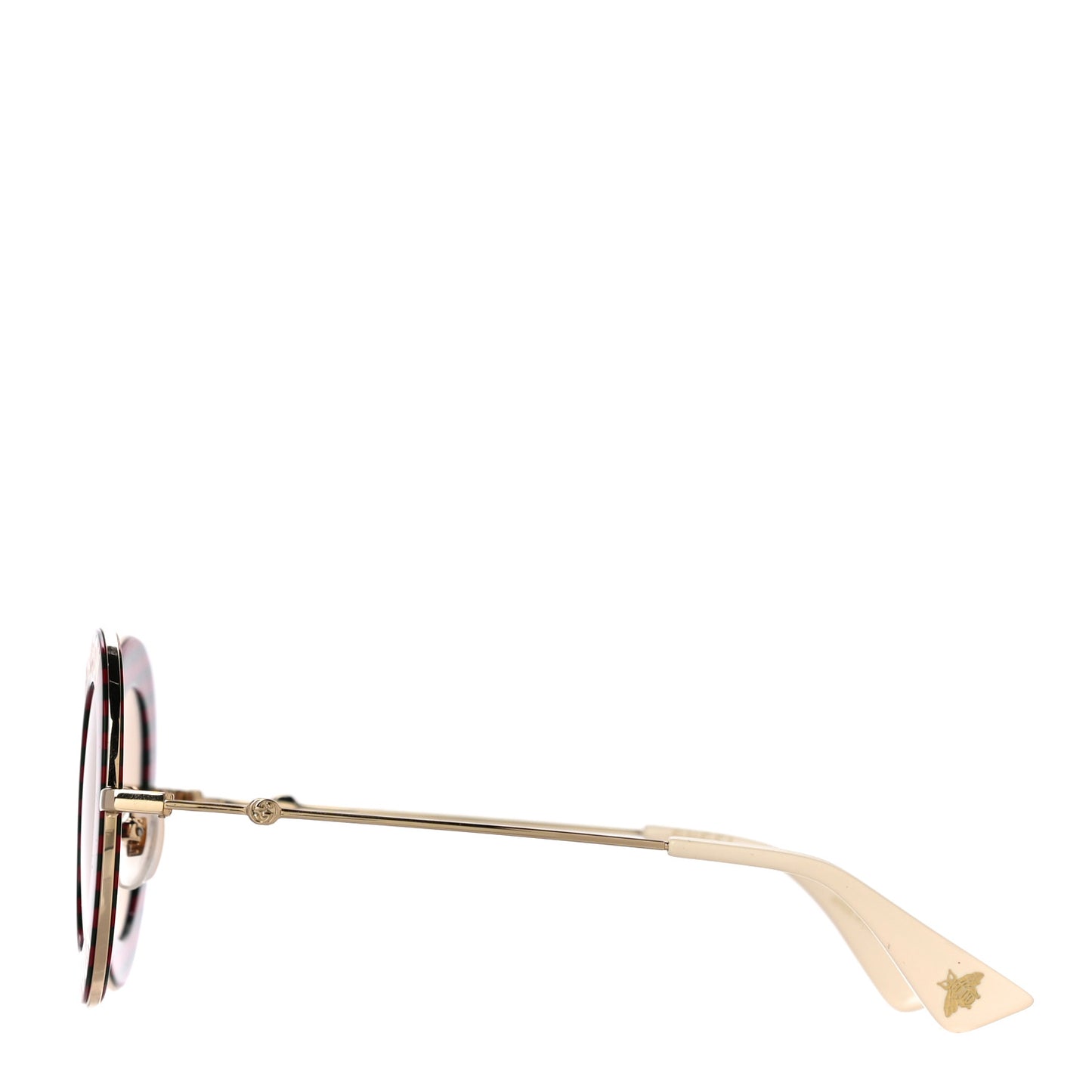 Metal Acetate Striped Maison Del'Amour Round Frame Sunglasses GG0113S Red Green