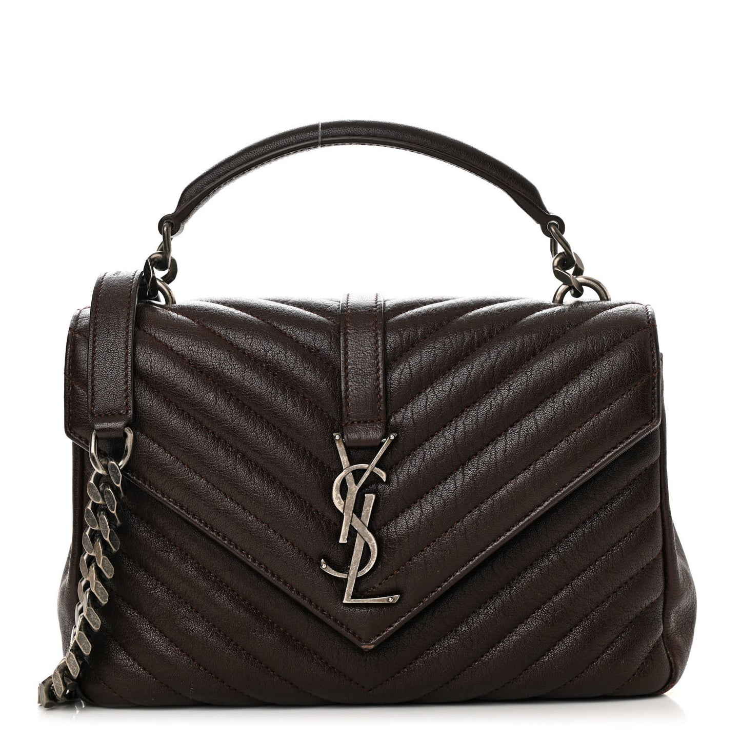 Sheepskin Matelasse Chevron Monogram Medium College Bag Black Tulip