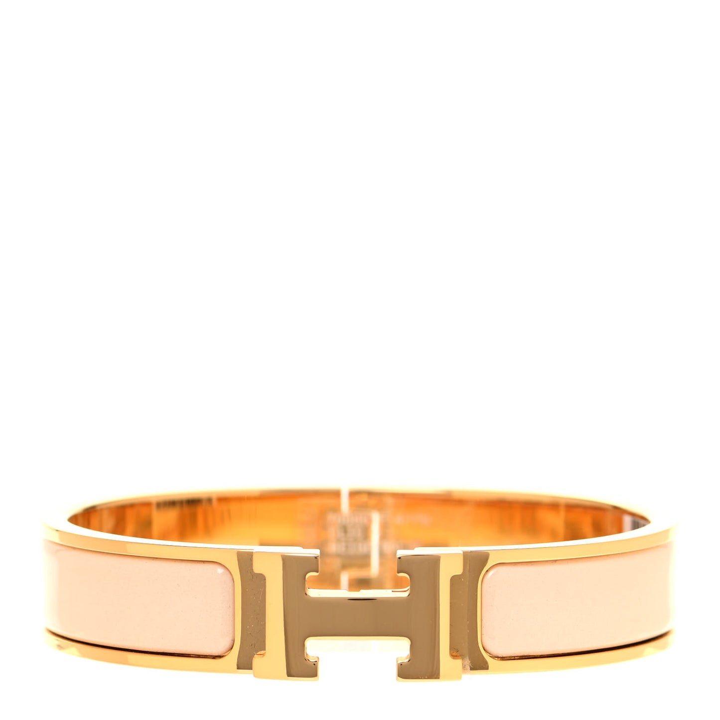 Enamel Narrow Clic Clac H Bracelet PM Beige Nacre