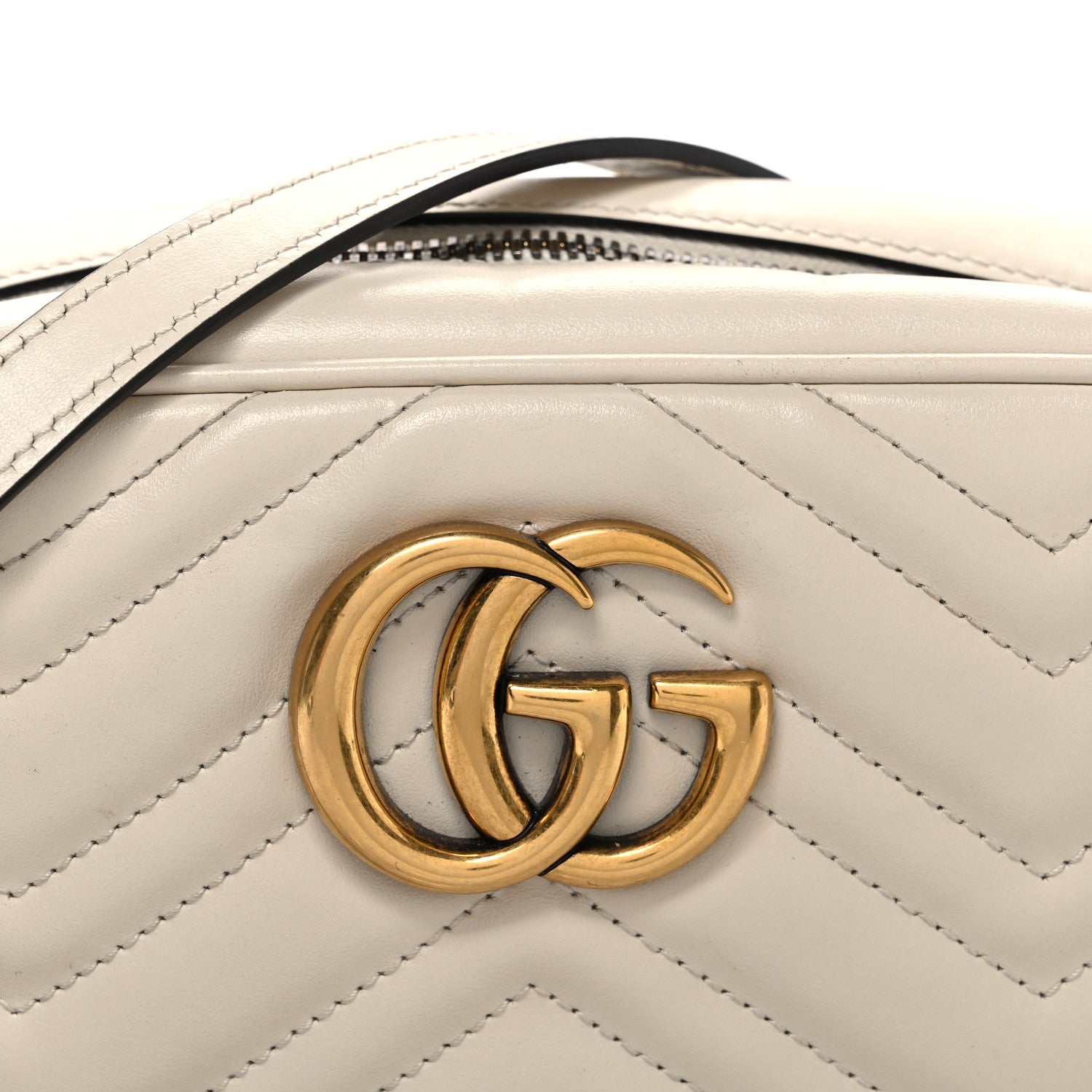 Gucci Calfskin Matelasse Small GG Marmont Chain Shoulder Bag White 8 of 11