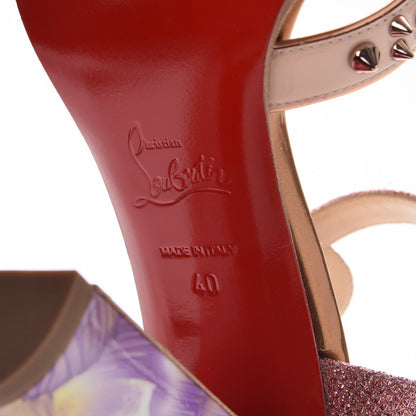 Christian Louboutin Patent Glitter Tisse Miss Roma 100 Sandals 40 Version Poudre 6 of 8